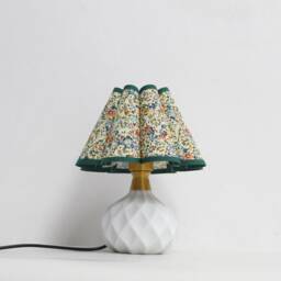 Floral Fabric Lamp Handmade White Ceramic Base, Home Decor-115# - thumbnail 3