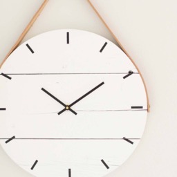 Handmade White Barn Wood Wall Clock - Leather Strap, Modern Farmhouse - thumbnail 3