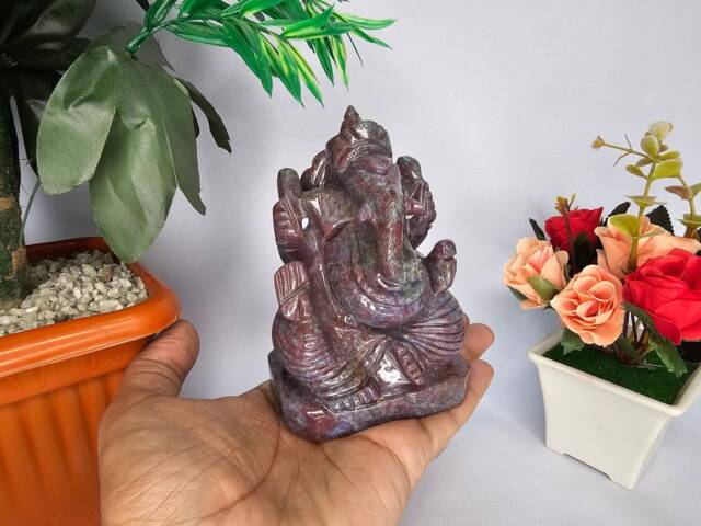 Natural Ruby Ganesh, Ganesh Idols, Gemstone Sculptures Figurines , Artifacts, Spiritual Religious Stone Statues, Prayer Meditation - image 1