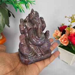 Natural Ruby Ganesh, Ganesh Idols, Gemstone Sculptures Figurines , Artifacts, Spiritual Religious Stone Statues, Prayer Meditation - thumbnail 2