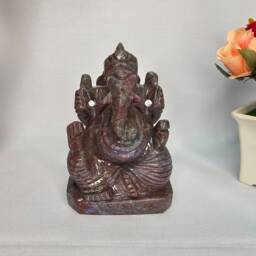Natural Ruby Ganesh, Ganesh Idols, Gemstone Sculptures Figurines , Artifacts, Spiritual Religious Stone Statues, Prayer Meditation - thumbnail 4