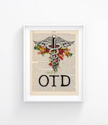 Doctor Of Occupational Therapy Illustration, Otd, Medical Symbol, Medical School, Medical Student Gift, Ot Graduation Vintage Print 194 - thumbnail 1