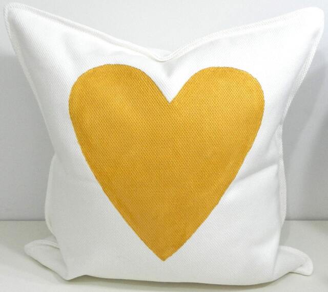 New 20x20 Inch Designer Handmade Pillow Case With Hand Painted Gold Heart