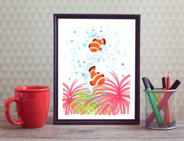 Clownfish - Art Print 8x10 13x19 - image 1