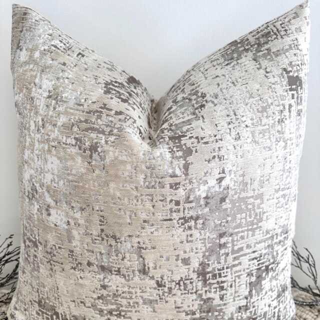 Handcrafted Luxury Greige Grey Beige Textured Woven Scatter Cushions, Contemporary Home Decor - Style 5 - image 1