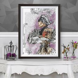 Anatomical Lady Skeleton, Gothic Victorian Wall Decor, Dark Romantic Hangings Poster, Heart Love, Dictionary Book Page Art