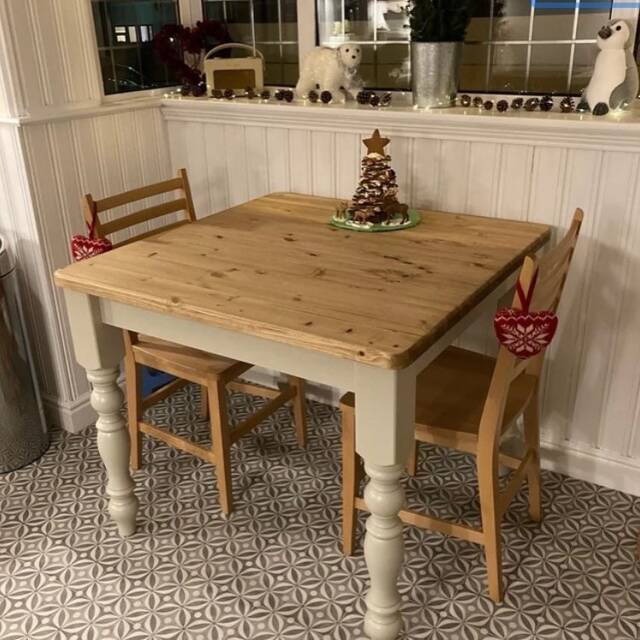 3Ft Solid Pine Cafe Bistro Table, Hand Painted Small Restaurant Kitchen Dining Table - image 1