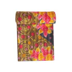 Handmade Cotton Kantha Quilt Twin Sari Blanket - thumbnail 2