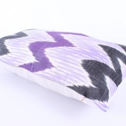 Ikat Silk Velvet Pillow 16x24 - Handmade Boho Cushion Cover Turkish Home Decor Accent - thumbnail 3