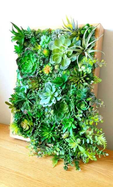 Faux Succulent 3D Wall Art Rustic Wood Framed Botanical Decor For Home & Business - image 1