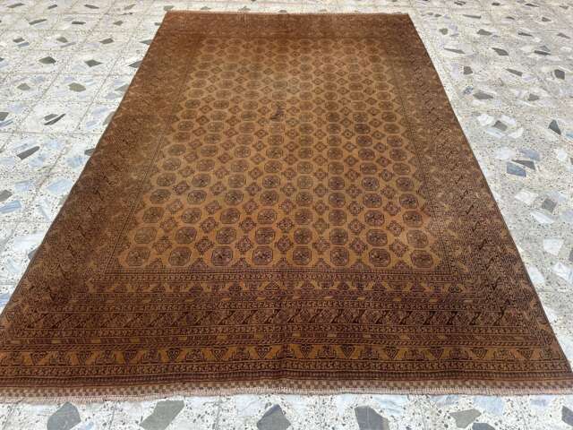 Antique Handmade Brown Huge Rug 6x9.3, Muted Wool Rug, Earth Tone Area Living Room Neutral Oriental Natural Dyes - image 1