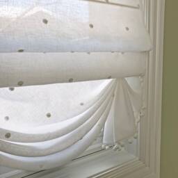 White Linen Roman Shade, Nottingham Palace Fabric, Custom Window Treatment - thumbnail 3