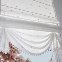 White Linen Roman Shade, Nottingham Palace Fabric, Custom Window Treatment - thumbnail 2
