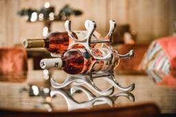 Wine Rack Bottle Metal Aluminum Silver Luxury - Wine Stand, Shelf Modern Made Of 27.5 cm
