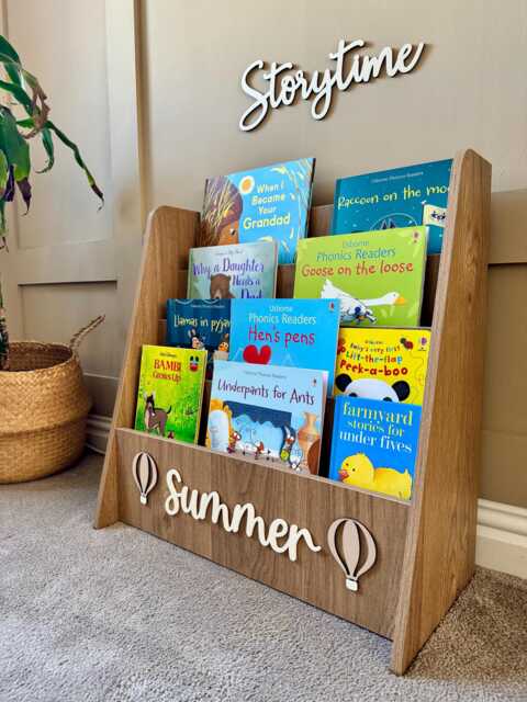 Personalised Children's Bookcase - Wooden Nursery Book Shelf Custom Name Kids Storage Baby Gift - image 1