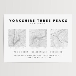 Yorkshire Three Peaks Print Minimalist Mountain Contour Art, Ingleborough, Pen-Y-Ghent & Whernside - thumbnail 3