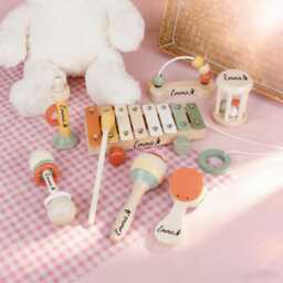 Personalized Wooden Baby Musical Toy Set, Custom Name Montessori Instrument Kit, 7Pcs Toddler Music Rattles, Birthday & Shower Gift - thumbnail 2