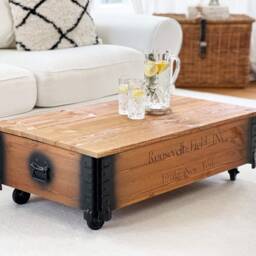 Coffee Table Chest Wooden Box Vintage Shabby Chic - thumbnail 2