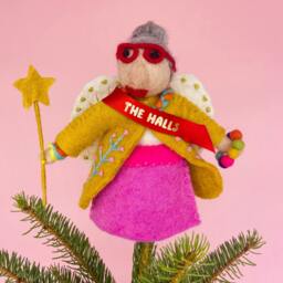 Felt Fairy Godmother Christmas Tree Topper - Personalised Yellow Decorations Gift Ideas - thumbnail 2