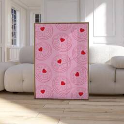 Pink Jammie Dodger Biscuit Wall Art Print, Kitchen Poster, For Kitchen, Dining Room, Retro Print 2807 - thumbnail 1