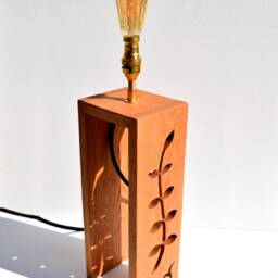 Handcrafted Oak Leaf Stem Table Lamp - Danish Oil Finish - thumbnail 3