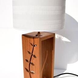 Handcrafted Oak Leaf Stem Table Lamp - Danish Oil Finish - thumbnail 4