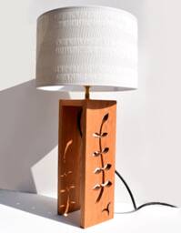 Handcrafted Oak Leaf Stem Table Lamp - Danish Oil Finish