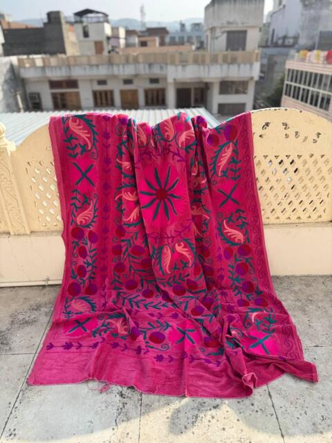 Luxury Velvet Suzani Boho Embroidered Quilt Bedspread - image 1