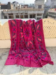Luxury Velvet Suzani Boho Embroidered Quilt Bedspread - thumbnail 1