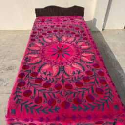 Luxury Velvet Suzani Boho Embroidered Quilt Bedspread - thumbnail 2