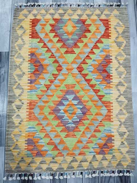 Kilim Rug Classic, Handmade Artisan Afghan Turkish Scandinavian Navajo Bohemian Wool Flatweave Multicolour 111x83 cm - image 1