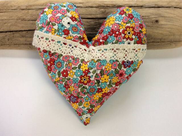 Polar Bear Floral Heart Pillow, Japanese Fabric, Nursery Decor - image 1