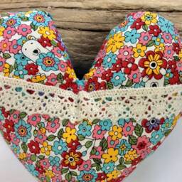 Polar Bear Floral Heart Pillow, Japanese Fabric, Nursery Decor - thumbnail 4