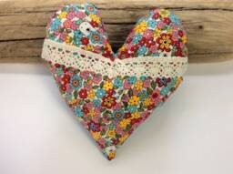 Polar Bear Floral Heart Pillow, Japanese Fabric, Nursery Decor - thumbnail 1