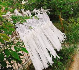 Hand Crochet Lace Curtain Boho Shabby Chic Valance With Fringe - thumbnail 1