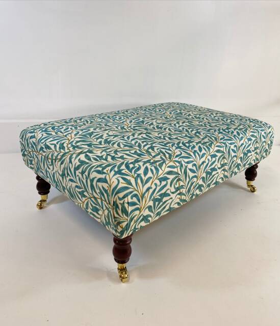 Coffee Table Footstool in William Morris Willow Boughs - image 1