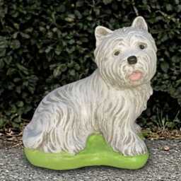 Concrete Yorkie Statue Stone Westie Dog Figurine Cement Animal Decoration Handmade Ornament Memorial Sculpture Yard Art