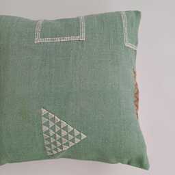 Moroccan Cactus Silk Cushion Cover, Handmade Sage Green Sabra Throw Pillow, Scatter 20''x20''/50x50 cm - thumbnail 2