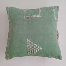 Moroccan Cactus Silk Cushion Cover, Handmade Sage Green Sabra Throw Pillow, Scatter 20''x20''/50x50 cm