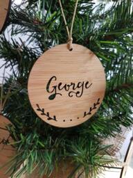 Personalised Wood Christmas Decoration/Ornament Sprigs Design-Christmas Tree-Bauble-Kris Kringle-Teacher Gift-Personalized Christmas Gift - thumbnail 1