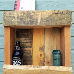 Reclaimed Pallet Wood & Pine Shelf - Entryway, Doorway, Anywhere Wall-Mounted Recycled Wood Shelves & Wall Hooks - thumbnail 2