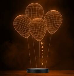 4 Balloons Floating 3D Effect Personalised Gift Colour Change Lamp Night Light - thumbnail 1