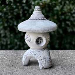 Concrete Pagoda Sculpture Stone Lantern Figurine Outdoor Tradition Decoration Zen Garden Ornament Asian Statue Handmade Gift - thumbnail 2