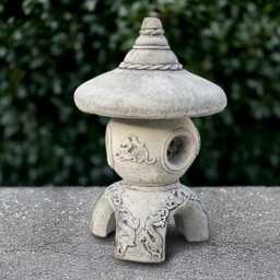 Concrete Pagoda Sculpture Stone Lantern Figurine Outdoor Tradition Decoration Zen Garden Ornament Asian Statue Handmade Gift - thumbnail 3