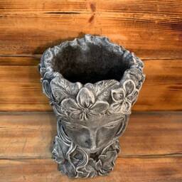stone Garden Large Female Girl Ladt With Leaves Planter Plant Pot Ornament - thumbnail 4
