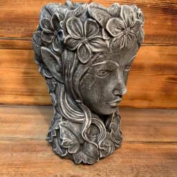 stone Garden Large Female Girl Ladt With Leaves Planter Plant Pot Ornament - thumbnail 2