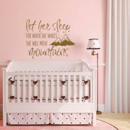 Mountains Nursery Wall Decal Let Her Sleep, Baby Girl Quote Decor Ww218 - thumbnail 2