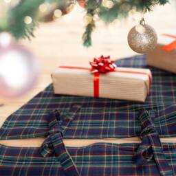 Brown & Green Tree Skirt, Plaid Brown Tartan Christmas Skirt - thumbnail 2