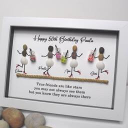 Birthday Gift For Her, Personalised Pebble Picture Art Women, Keepsake 18Th 21st 30Th 40Th 50Th 60Th 70Th 80Th - thumbnail 1