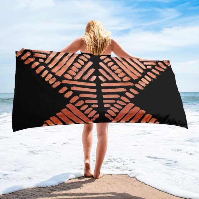 Patterned Shapes Beach Towel - Sublimation Print Cotton-Blend Soft Absorbent Bath & Spa - image 1